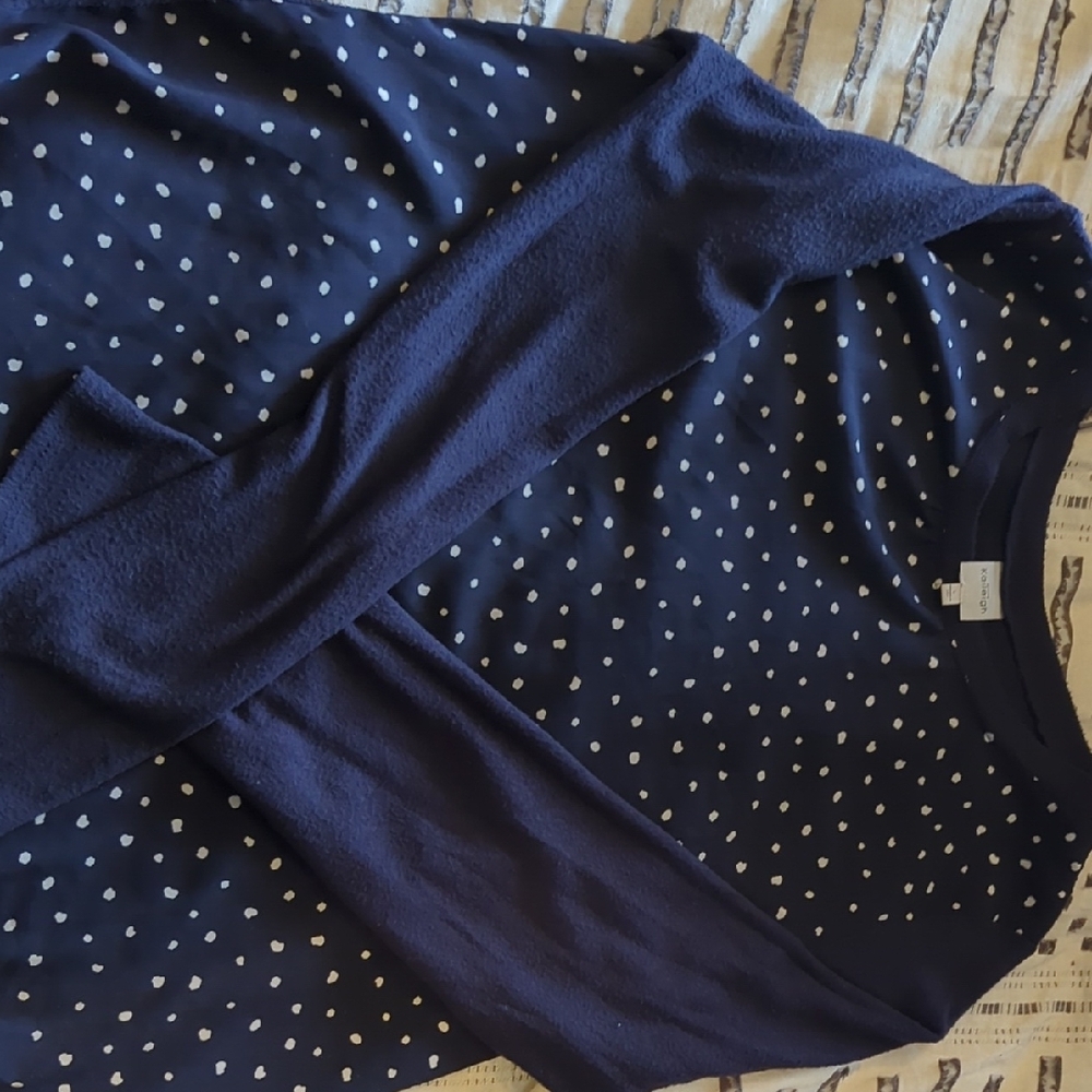 Navy Polka Dot Long Sleeve Top